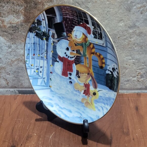 Danbury Mint Decorative Plate Garfields Christmas The Finishing Touch 1978  Jim - Picture 9 of 11